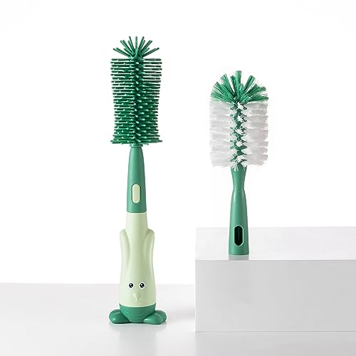 Chemimoso Multifunctional Cleaning Brush, Baby Bottle Brush, Bottle Brush Cleaner Set, Green, Silicone and Nylon Brush - color: Green 1