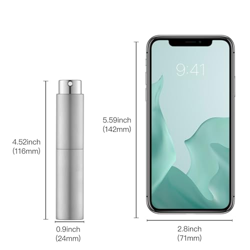 Tekson 10ml Travel Perfume Atomizer Refillable, Mini Cologne Spray Bottle Empty, Small Coffee Spray Bottle (Sliver) - color: sliver