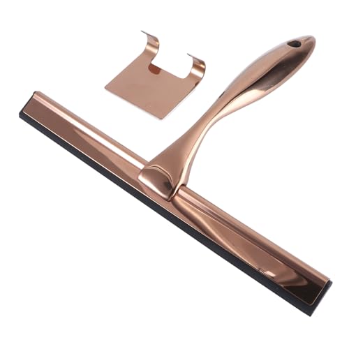 Stainless Steel Window Squeegee with Copper Silicone Handle, Shower Glass and Mirror Cleaning Tool, Household Bathroom and Car Cleaning Scraper