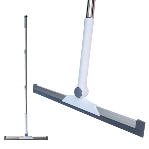 Silicone Air Broom Sweeper, Household Squeegee with Adjustable Small Handle for Cleaning Pet Hair, Floor, Bathroom, Kitchen, Glass, Window, Water, Grey