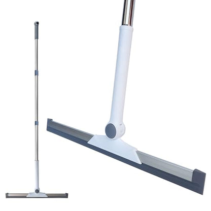 Silicone Air Broom Sweeper, Household Squeegee with Adjustable Small Handle for Cleaning Pet Hair, Floor, Bathroom, Kitchen, Glass, Window, Water, Grey
