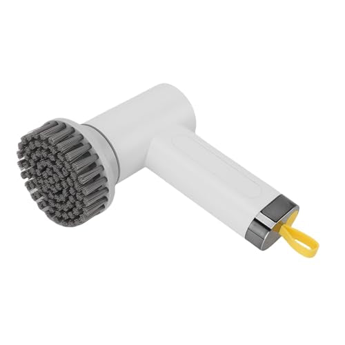 Yinhing Electric Rotating Brush Cordless Shower Scrubber with 3 Brush Heads Power for Bathroom Tile and Kitchen 3000mAh Rechargeable Battery Design (White) - color: White
