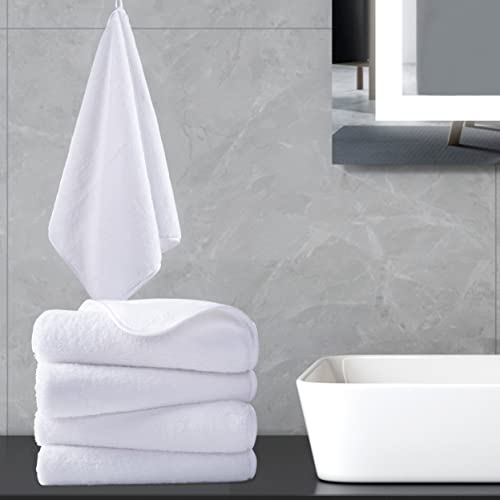 POLYTE Quick Dry Lint Free Microfiber Hand Towel, 16 x 30 in, Set of 4 (White) - color: White