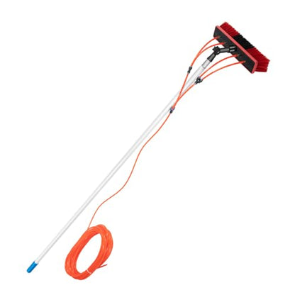24 Foot Exterior House Cleaning Brush Set, Water Fed Pole Kit, Water Fed Brush, Water Fed Cleaning System, Aluminum Outdoor Window Cleaner, Cleaning and Washing Tool