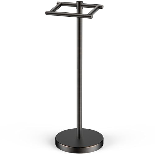 FORIOUS Toilet Paper Holder Wall Mount, Stainless Steel Rustproof Double Post Pivoting Tissue Roll Holder for Bathroom, Commercial Toilet Paper Dispenser Toilet Paper Stand, Oil Rubbed Bronze - color: Oil Rubbed Bronze, size: Free Standing 1 Pack