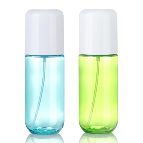 Bynccea Small Spray Bottle Travel Size 3.4oz/100ml Plastic Mini Bottle Set - Fine Mist Mini Empty Spray Bottles - Refillable Spray Bottles for Cleaning Solutions, Perfume, Liquid Cosmetics - color: Blue&Green