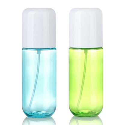 Bynccea Small Spray Bottle Travel Size 3.4oz/100ml Plastic Mini Bottle Set - Fine Mist Mini Empty Spray Bottles - Refillable Spray Bottles for Cleaning Solutions, Perfume, Liquid Cosmetics - color: Blue&Green