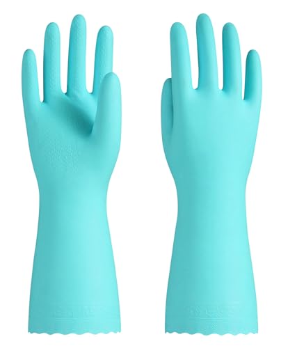 PACIFIC PPE Cleaning Gloves with Latex free, Dishwashing Kitchen Gloves with Cotton Flocked Liner, Reusable, Non-Slip, Water Resistant Household Gloves, Green, Medium - color: Green, size: Medium (Pack of 1)
