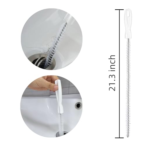 10-in-1 Drain Clog Remover Kit, 6 Pack Drain Snake Hair Remover with Flexible Grabber Claw, Pipe Cleaning Brushes & Refrigerator Hole Cleaner for Shower, Tub, Bathroom, Kitchen Sink