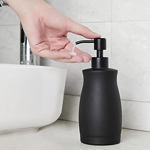 304 Stainless Steel Countertop Black Soap Dispenser Rust Resistant Leak-Proof Liquid Hand Sanitizer Pump with Hopper，for Kitchen Sink, Countertop, Bathroom (13.5oz/400ml) - color: Black Gel Style
