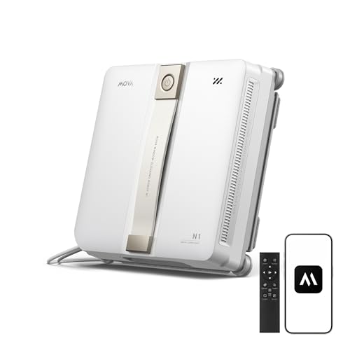 Mova N1 Window Cleaning Robot, Compact Dual-Spray Window Cleaner, 8000Pa Suction, 12-Level Safety Protection, Intelligent Path Planning, 6 Cleaning Modes, for Windows Glass Tiles & Marble, White - color: White