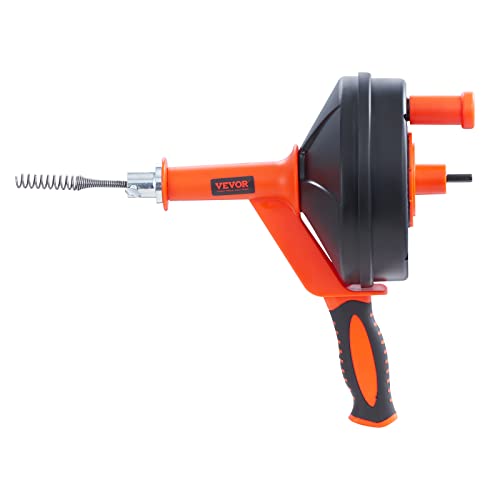 VEVOR Drain Auger 25Ft, Plumbing Snake with Drill Attachment, Plumbers Snake Drain Clog Remover for Kitchen Bathroom Shower Sink with Protective Hose and Gloves - style: Manual-Feed