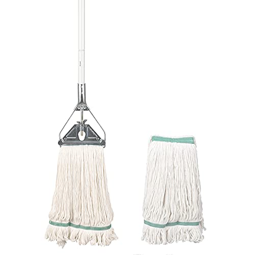 OFO Loop-End String Mop with Extra Head Replacement - Heavy Duty Commercial Industrial Grade Mop, 59Inch Handle for Floor Cleaning Home, Kitchen, Garage, Office and Wooden/Tile Floor