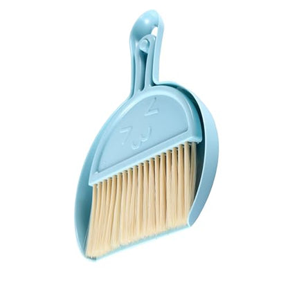 Mini Broom Dustpan Set Plastic Handheld Brush Smile Face Design for Tabletop Office Keyboard Dust Blue, Soft Keys, 90g Lightweight Portable for Desktop Home Car - color: Blue