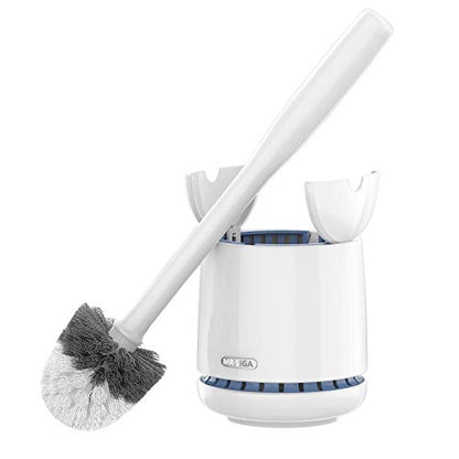 MR.SIGA Toilet Bowl Brush and Holder, Premium Quality, with Solid Handle and Durable Bristles for Bathroom Cleaning, White, 1 Pack - color: White, size: One Size
