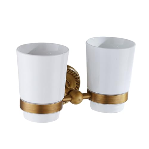 Antique Bronze Double Toothbrush Holder for Bathroom Tumble Holder Wall Mounted - color: Double Toothbrush Holder