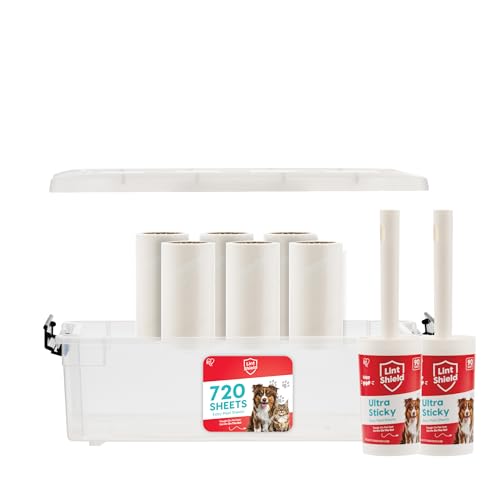IRIS USA Extra Sticky Lint Roller, Standard Pack Comes with Storage Box and Refills, 90 Sheets/Roll, 720 Sheets Total, Easy Tear Lint Remover for Dog Cat Pet Hair On Clothes, Couch, Bed, Floor - size: Standard Pack