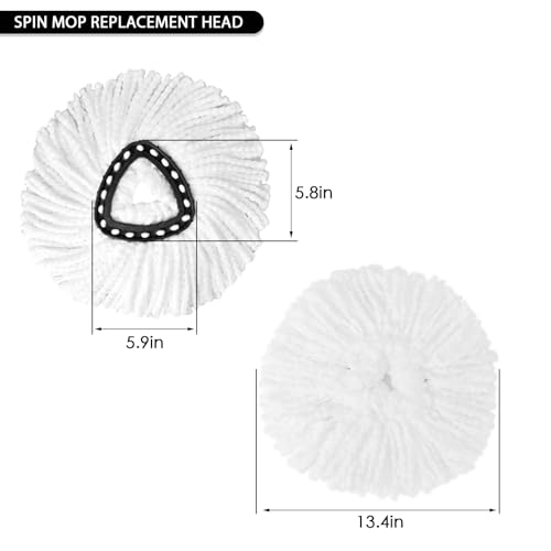 16Pack Spin Mop Replacement Heads,Spinning Mop Replace Head for Floor Cleaning, 100% Microfiber Mop Head Replacement Compatible with Triangle Spin Mop Refill for Easy Wring Mop,White - size: 16Pack