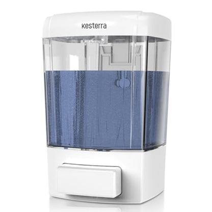 Manual Soap Dispenser, 23.7oz/700ml Wall Mount Soap Dispenser, Large Capacity Kitchen Bathroom Hand Soap Pump, Commercial Refillable Shampoo Shower Gel Lotion Dispenser, White - color: White 700ml