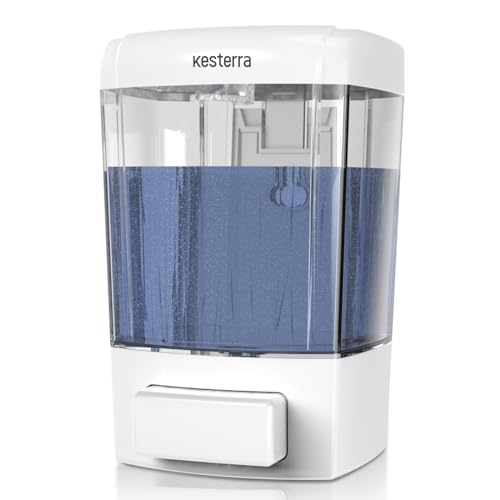 Manual Soap Dispenser, 23.7oz/700ml Wall Mount Soap Dispenser, Large Capacity Kitchen Bathroom Hand Soap Pump, Commercial Refillable Shampoo Shower Gel Lotion Dispenser, White - color: White 700ml