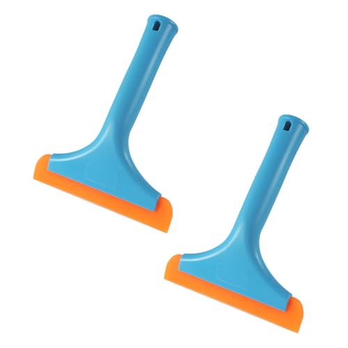 KVAEY 2 PCS Small Silicone Window Squeegee, 5.9 Inch Car Windshield Water Blade Squeegee with Non-Slip Handle, All-Purpose Cleaning Squeegee for Car Windshield, Window, Mirror (Sky Blue) - color: Sky Blue