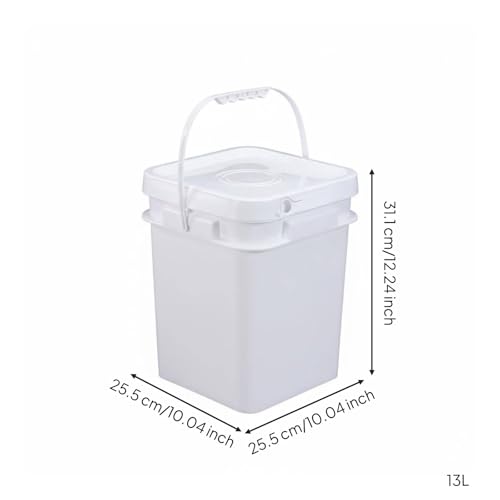 Qianly Square Bucket with Lid Versatile Use Square Bucket with Lid Fall Resistant Stackable Bin for Warehouse, Kitchen, Garage, White, 13L - color: White, size: 13L