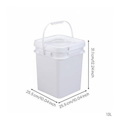Qianly Square Bucket with Lid Versatile Use Square Bucket with Lid Fall Resistant Stackable Bin for Warehouse, Kitchen, Garage, White, 13L - color: White, size: 13L