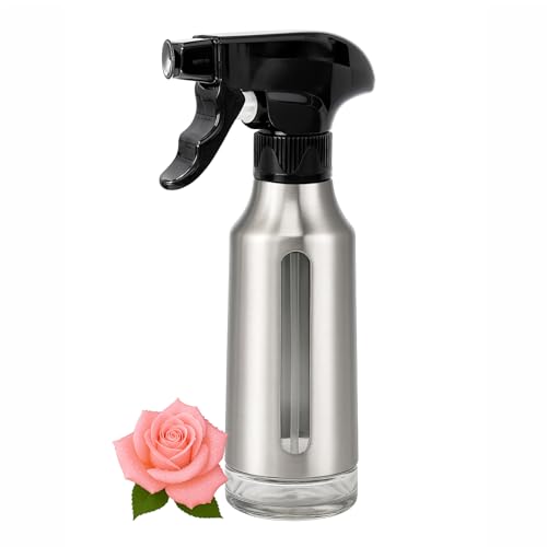 Oil Sprayer for Cooking 180ml, Olive Oil Mister with Fine Mist Trigger, Stainless Steel Refillable Glass Dispenser Bottle 6.35oz for Air Fryer BBQ Salad & Baking (Black+Stainless Steel) - color: Black+Stainless Steel