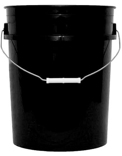 MKS Plastics 5-Gallon Bucket Only – No Lid Included, Made in USA, Food Grade BPA Free Plastic, Heavy Duty Multi-Use, Metal Handle with Grip, Stackable Storage – Black, 1 Pack - color: Black, size: 1
