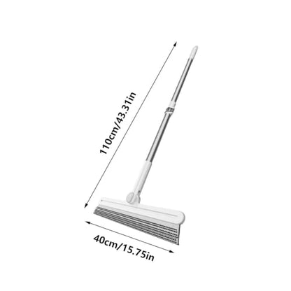 Silicone Squeegee Broom - Broom Squeegee Sweeper, Pole Extendable Double-Sided Cleaner, Floor Wiper Tool with Flexible Edge, Dust Remover for Marble Tiles, Cement Floors, Glass Window, Bathroom