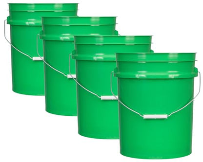 House Naturals 5 Gallon Premium HPDE Plastic Bucket - Made in USA Food Grade Storage Container, BPA Free All Purpose Pail (4, Green) - color: Green