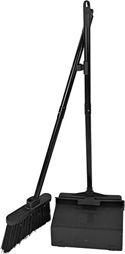 SPARTA Duo-Pan Upright Dust Pan and Broom Set, Essential Cleaning Tools for Home and Commercial Use, 36" Handle, 1 Count, Black - style: Set