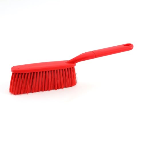 1 Pack 15" Hand Broom Brush,Soft Bristle Cleaning Brush,Crumb Debris Sweeping Brush,Dusting Brush,Comfort for Bed Car Couch Desk Sofa Furniture Clothes,Small Particles Hair Remover(Red) - color: Red 1