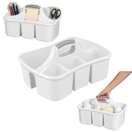 Extra Large 5 Gal Divided Cleaning Caddy Organizer with Handle - Cleaning Supplies for Housekeeping - Shower Caddy Portable - Shower Caddy Dorm - Cleaning Supplies Organizer - 17.75 x 13.25 x 7.75