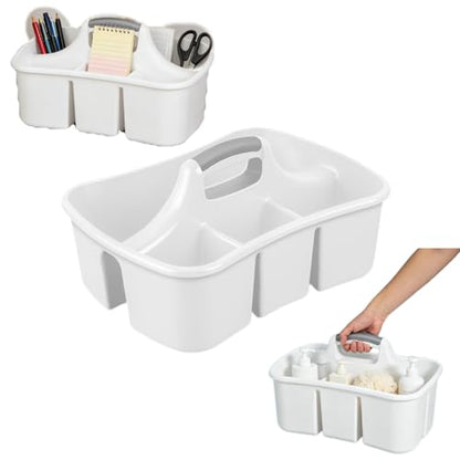 Extra Large 5 Gal Divided Cleaning Caddy Organizer with Handle - Cleaning Supplies for Housekeeping - Shower Caddy Portable - Shower Caddy Dorm - Cleaning Supplies Organizer - 17.75 x 13.25 x 7.75