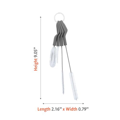 Full Circle Little Sipper, Bottle and Straw Cleaning Brush Set, Sizes for Both Narrow & Wide Straws, Gray - color: Gray, style: Little Sipper Brush Set