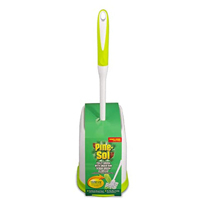 Pine-Sol Toilet Bowl Cleaner Brush with Holder | Heavy Duty Cleaning Wand with Under The Rim Scrubber, Non-Slip Handle, Storage Caddy | Bathroom Supplies, Yellow, Green - size: (Pack of 1)