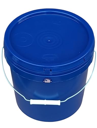 2 Gallon Bucket with Lid & Handle Food Safe BPA Free PolyEthylene Plastic HDPE Leak Proof Seal Heavy Duty Storage Container Pail 75mil Metal Handle Premium Quality Buckets FDA Compliance (Blue) - color: Blue