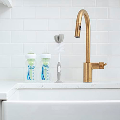 Dr. Brown's Reusable Sponge Baby Bottle Cleaning Brush Set with Suction Cup Stand,Scrubber and Nipple Cleaner,Gray,(Pack of 18) - color: Gray Bottle Brush, size: 18-Pack