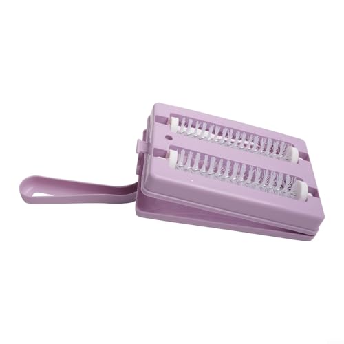 Handheld Roller Brush Sweeper for Carpet Sofa Bed Crumb & Dust Removal, Double Brush Cleaning Tool, Square PP Construction, Easy Crumb Collection & Disposal, Compact 10.5x26cm, Purple(purple) - color: purple