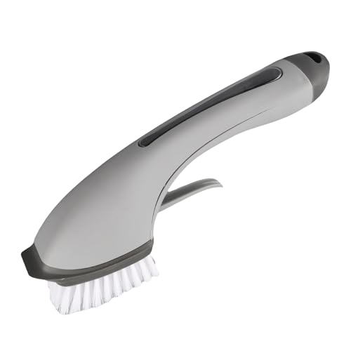 Soap Dispensing Dish Brush - Ergonomic Kitchen Scrub Brush with Soap Dispenser for Effortless Cleaning of Pots, Pans, Sinks & Bathtubs - Green/Gray - color: Gray