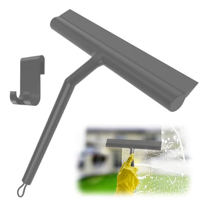 8 Inch Silicone Squeegee for Shower Glass with Hook，Shower Door Squeegee，Multi-Use Shower Squeegees (Gray) - color: Gray