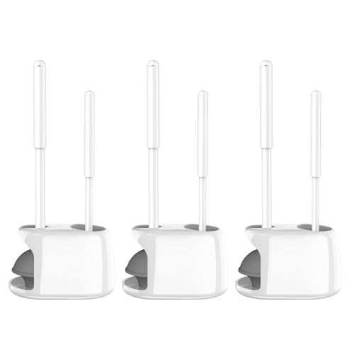 SetSail Toilet Brush and Plunger Set, 3 Pack Toilet Plungers for Bathroom with Holder Heavy Duty Toilet Bowl Brush and Holder Hidden for Deeply Cleaning,White - color: White, size: 3 packs