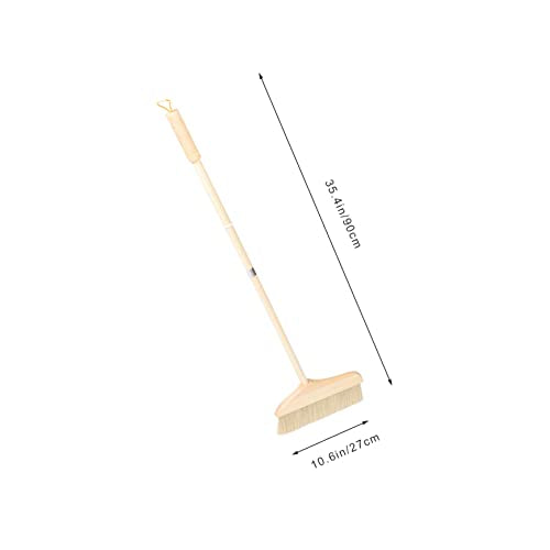 SOLUSTRE Broom Soft Bristle Detachable Broom for Easy Storage Long Handle Floor Cleaning White Hair Bristles - color: Khaki