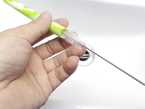 Drinking Straw Cleaning Brushes Set 15" Extra Long 10mm Extra Wide Pipe Tube Cleaner Nylon Bristles Stainless Steel Handle - 15" x 3/8" (10mm) - Set of 4