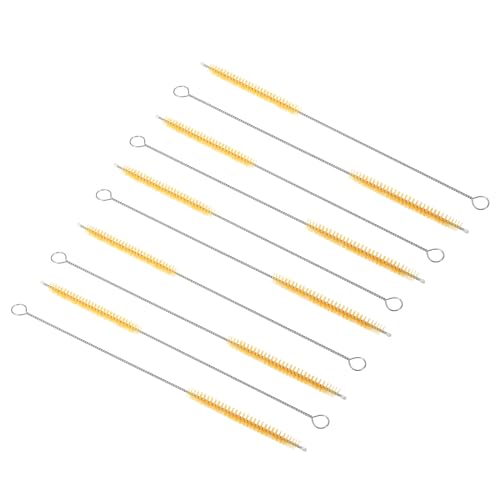 PATIKIL 10"x3/8" Long Straw Brush, 10 Pcs Drinking Straw Cleaning Brush Nylon Pipe Tube Cleaner Brush for Cleaning Straws Pot Spout, Yellow - color: Yellow, size: 10"x3/8"