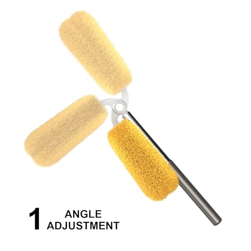 Long Handle Dusters for Cleaning with 2 Replacement Heads, Washable Cleaning Duster Kit with Laundry Mesh Bag, Cobweb Duster, Extendable Dusting Tool for Home and Office