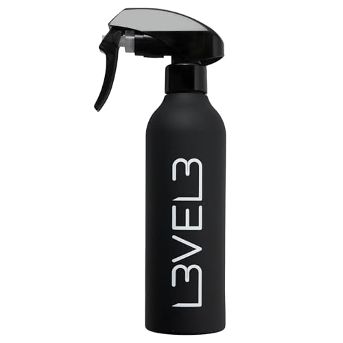 L3 Level 3 Rubberized Spray Bottle - Precise Action Mist Bottle for Effortless Hair Styling - Rubber Grip for Total Control - color: Black