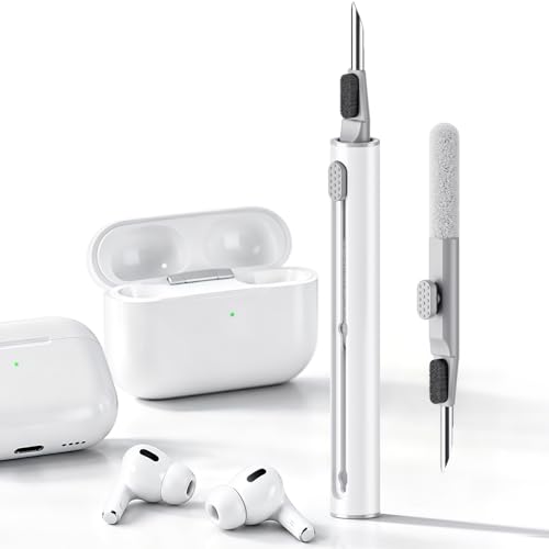 Hyashee Cleaner Kit for AirPods Pro 3/2/1, 3-in-1 Earbud Cleaning Pen with Metal Tip, Soft Brush & Flocking Sponge, Cleaning Tool for Wireless Earbuds, Charging Case, Phone, Keyboard & Electronics - color: White
