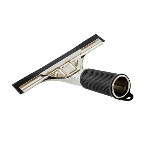 Restaurantware-Clean Tek Professional 5.91 Inch Window Squeegee, 1 Cleaning Squeegee with Rubber Blade - No-Slip Handle, Clean Mirror Or Car Windshield, Stainless Steel Wiper for Glass Door - size: 6", style: Stainless Steel, with Black Rubber Grip